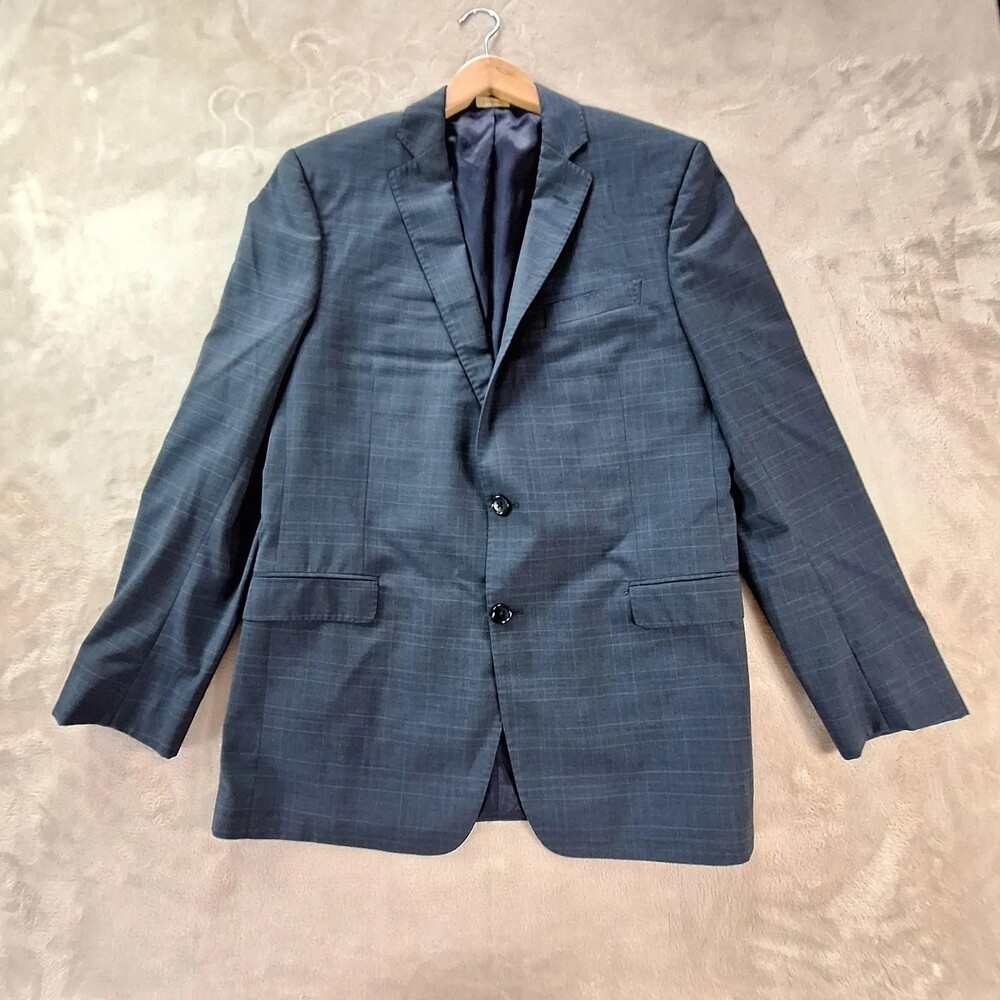 Brooks Brothers Suit Jacket Mens 42 Gray Wool Plaid Single Vent 2 Button Formal